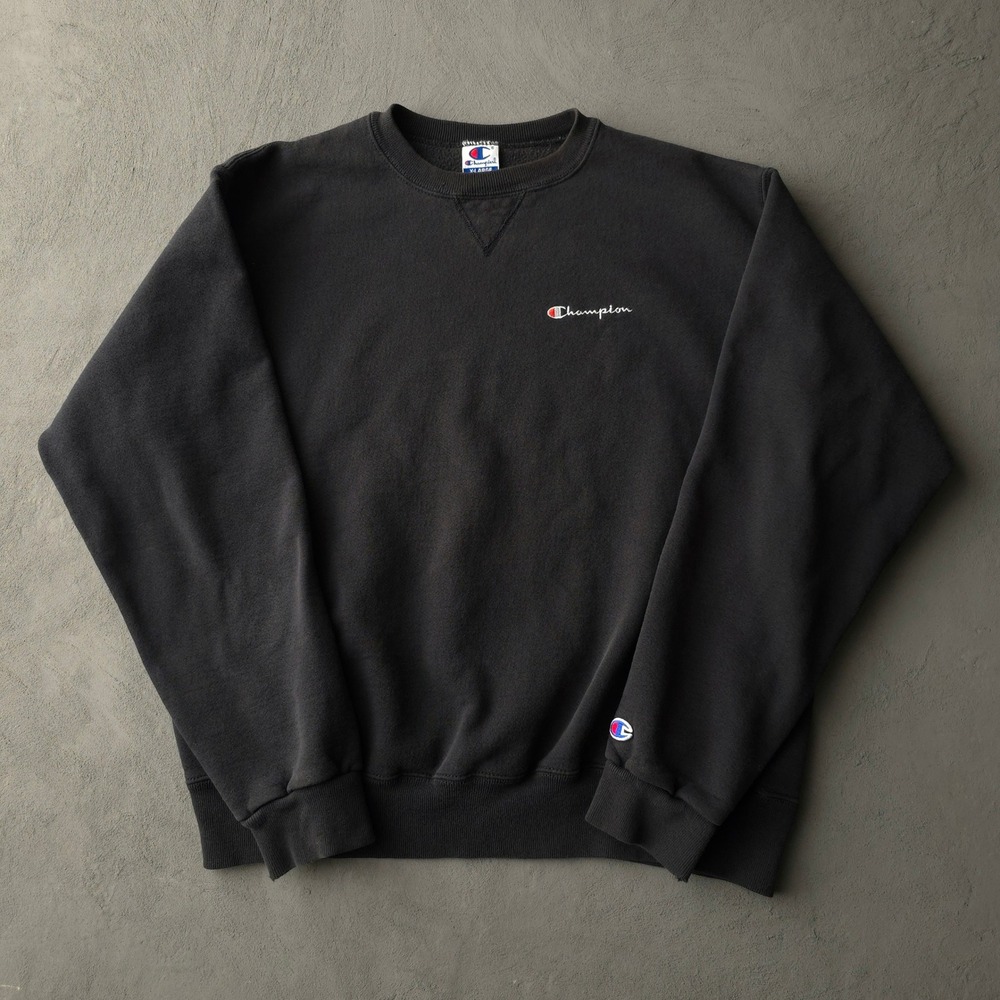 Vintage 90s Champion Sweatshirt XL Black Script Logo Made in USA Champion